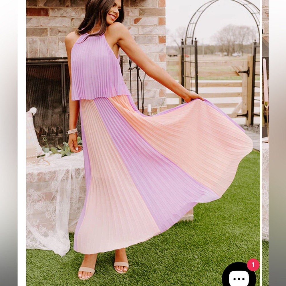 Impressions Lavender Pleated Dress